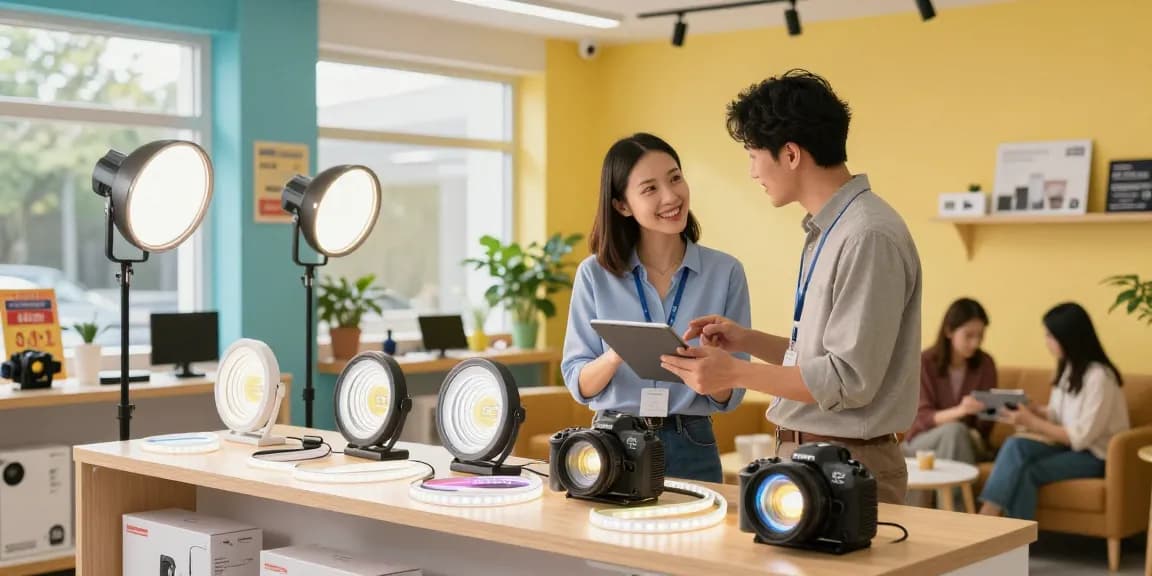 Iluminare perfectă cu spoturi led în magazin, produse LED premium expuse.