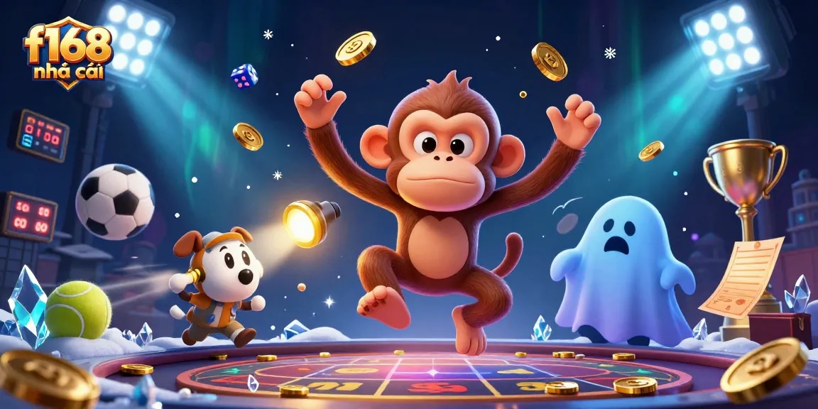Experience the thrill at f168 nhà cái with a playful ghost and sports elements in a haunted casino.