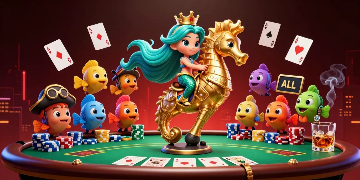 Experience the excitement of debett with a vibrant underwater casino scene featuring poker elements and a mermaid princess.