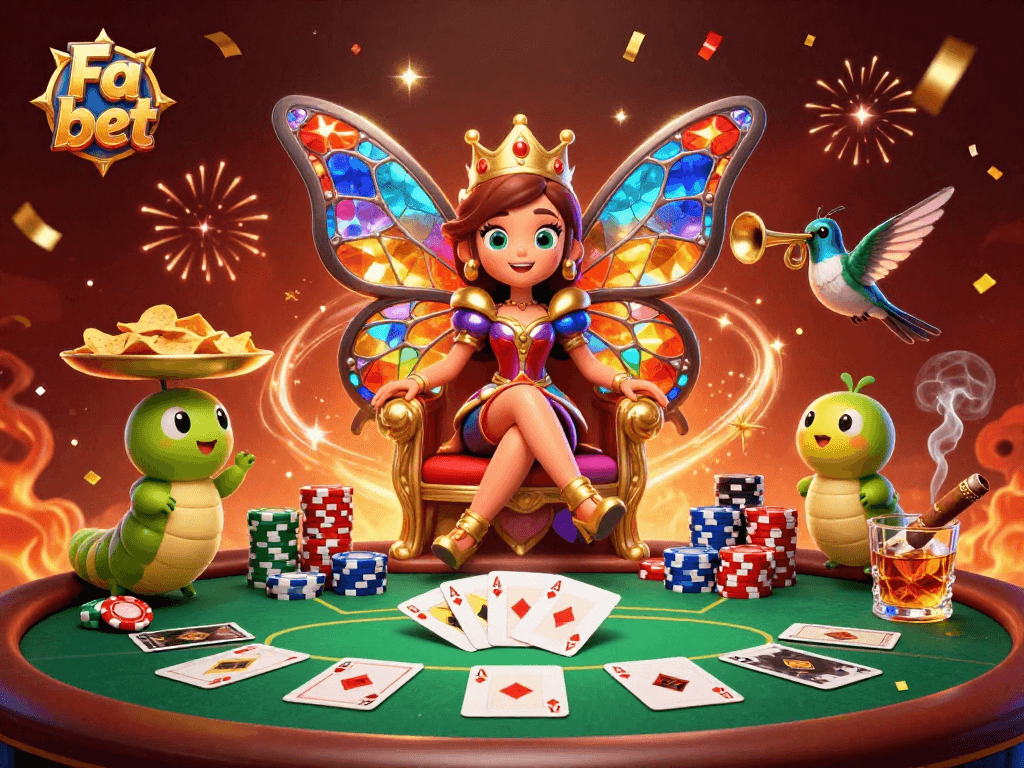 Experience the thrill of Fa bet's casino magic with vibrant 3D art and high-stakes poker elements.