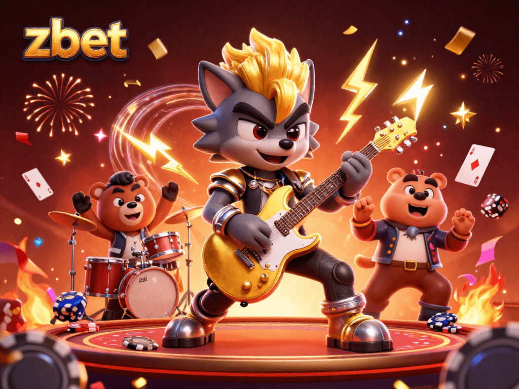 Join the excitement at zbet as cartoon characters unleash vibrant casino fun with poker elements and dramatic effects.