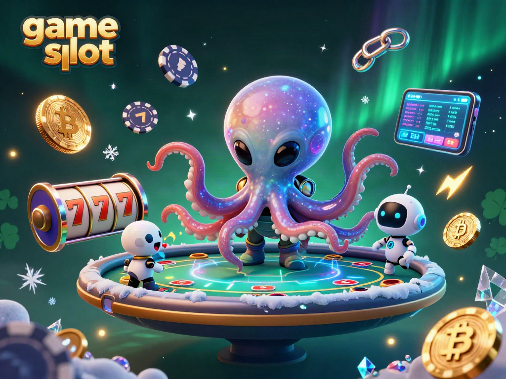 Immerse yourself in game slot excitement with alien octopus and NFT elements in a cosmic setting