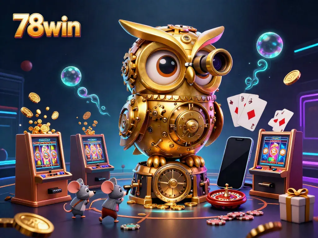 Engage with vibrant 78win slot games featuring a whimsical golden owl and dynamic casino elements.