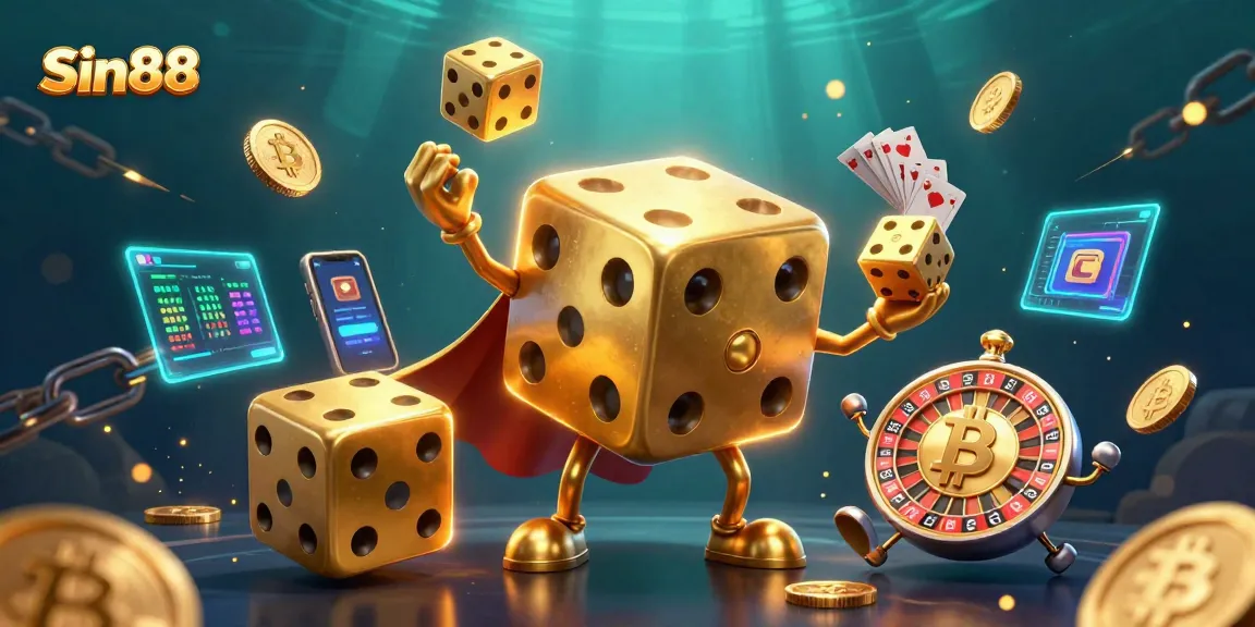 Experience thrilling gameplay with Sin88's golden dice golem and crypto elements.