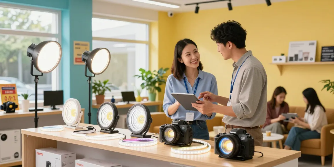 Iluminare perfectă cu spoturi led în magazin, produse LED premium expuse.