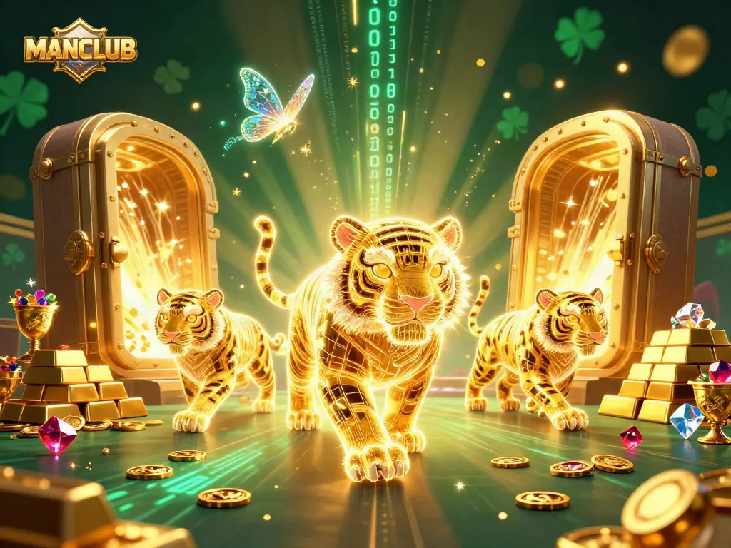 Experience the thrill of MANCLUB with an energetic casino scene featuring a glowing tiger.