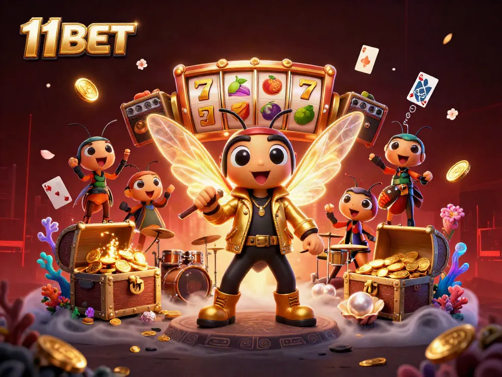 Join the excitement with 11BET and vibrant casino elements in this engaging digital illustration.