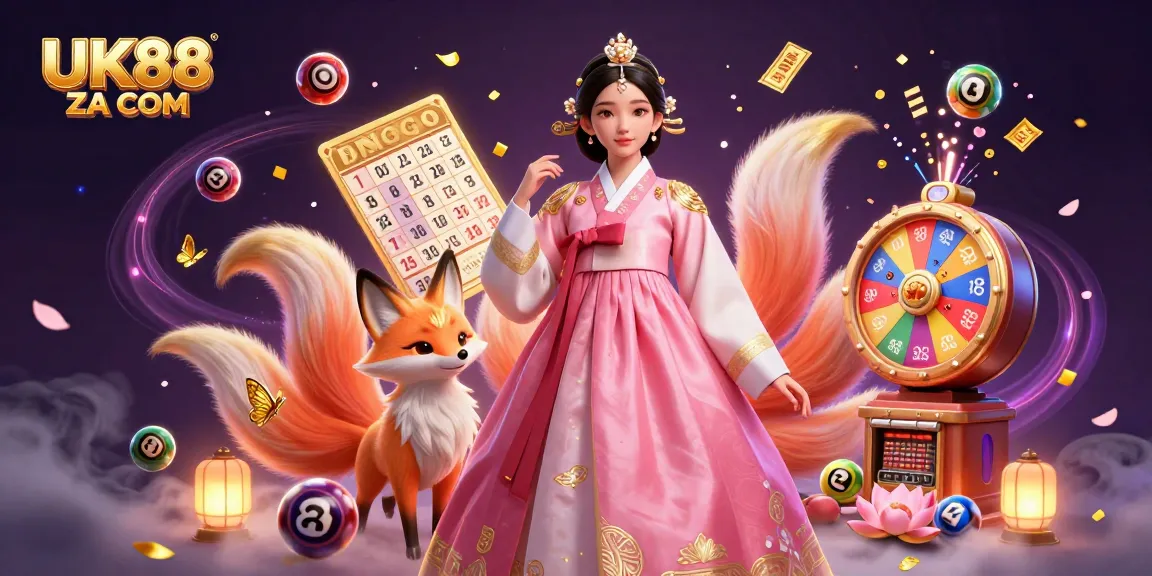 Engage with dynamic gaming excitement at UK88 ZA COM with colorful lottery balls and a vibrant casino atmosphere.