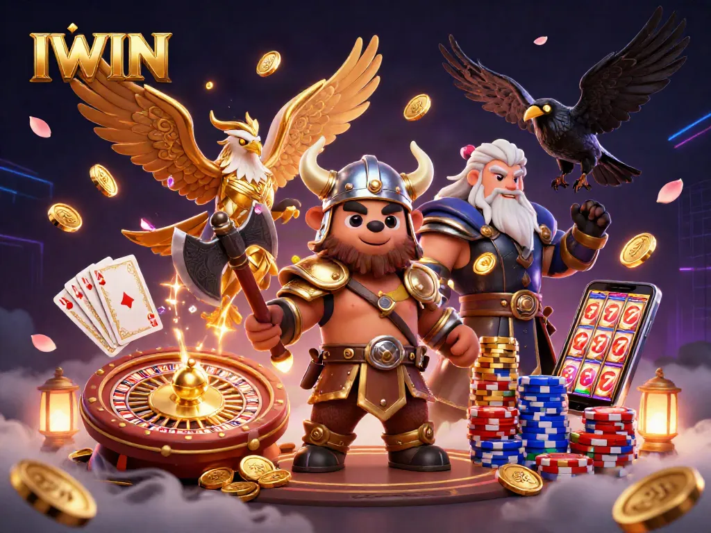 IWIN brings excitement to the casino with 3D characters, cascading coins, and vibrant game elements.