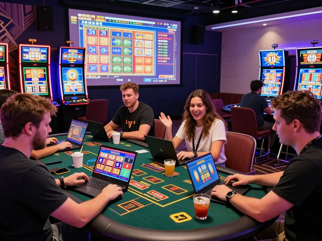 MM88 online casino players enjoying games in a vibrant casino atmosphere.