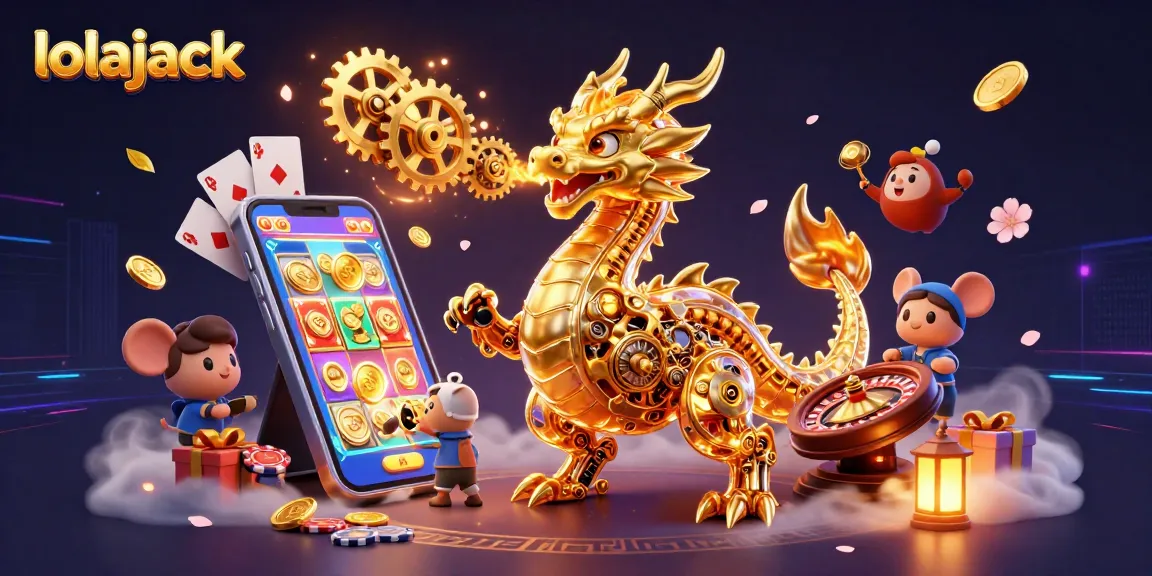 Experience the thrill of gaming at lolajack casino with a golden dragon and vibrant slot games.