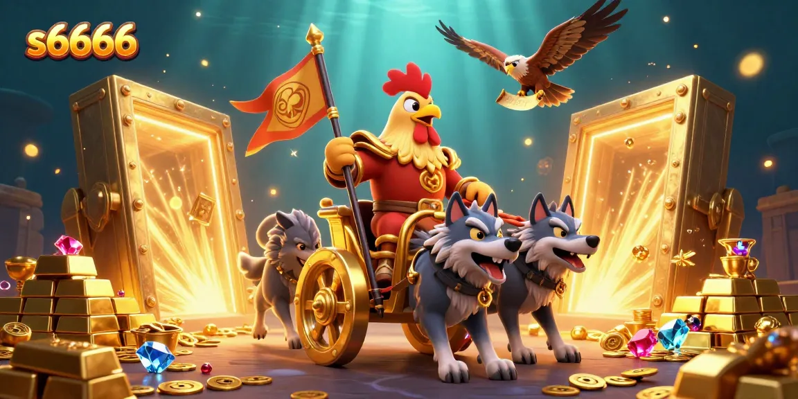 Engage in the s6666 gaming adventure with a rooster warlord and golden treasures!