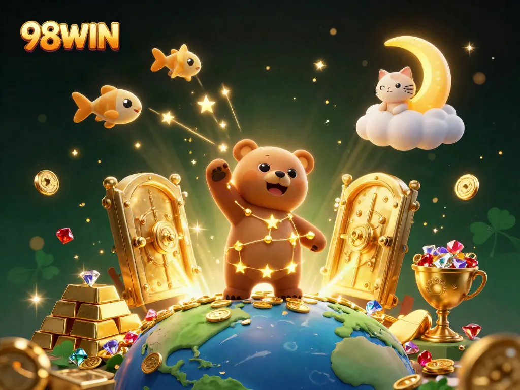 Engage with 98WIN's thrilling online casino experience, filled with golden treasures and vibrant characters.