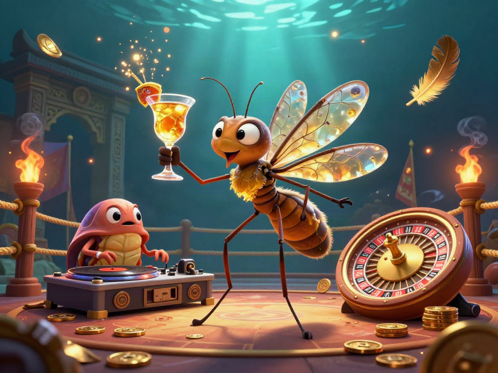 Experience the thrills of 8xbet with a vibrant casino-themed 3D illustration showcasing unique characters and gaming elements.