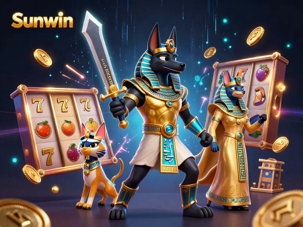Experience thrilling slots gameplay with Sunwin in this vibrant, detailed illustration.