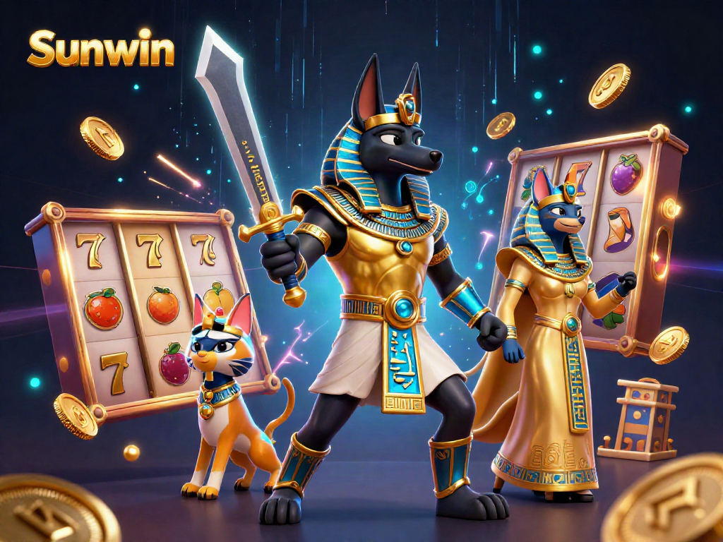 Experience thrilling slots gameplay with Sunwin in this vibrant, detailed illustration.