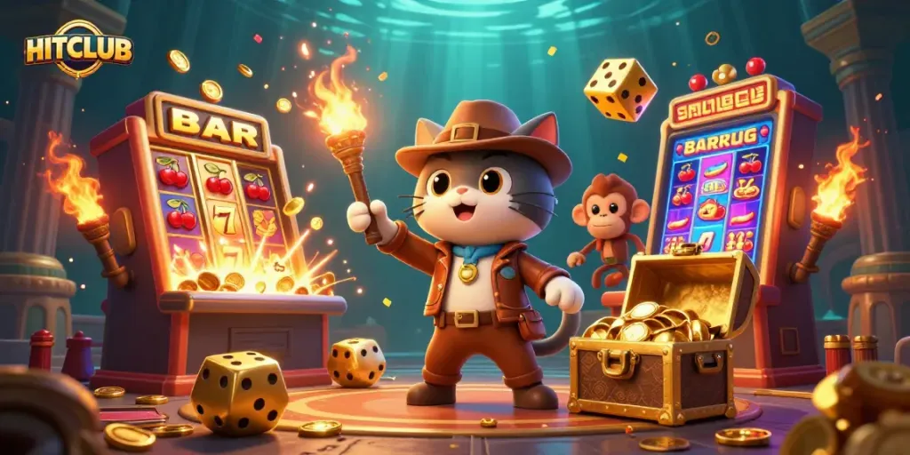 Spin the HITCLUB slot machine for golden casino treasures bursting with excitement.
