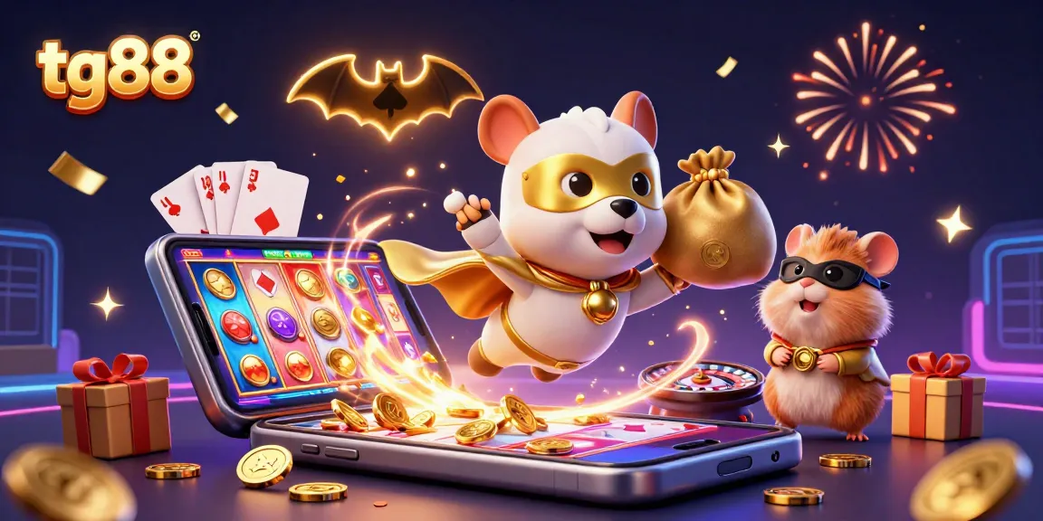 Spin the reels with tg88's thrilling slot games amidst a vibrant casino atmosphere.