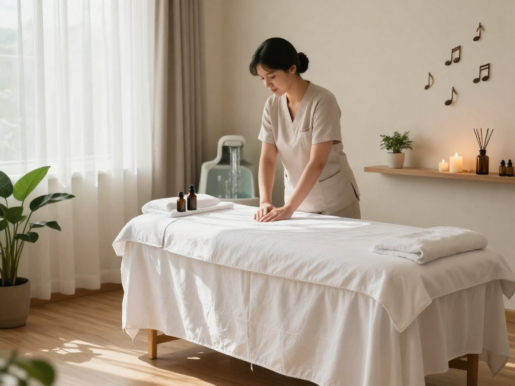 Relaxing massage space showcasing calming elements for 양주출장안마 therapy.