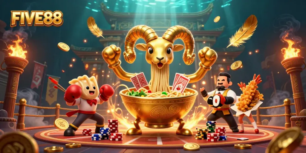 Join the action at FIVE88 with a vibrant 3D casino scene featuring dynamic dealers and energetic atmosphere.