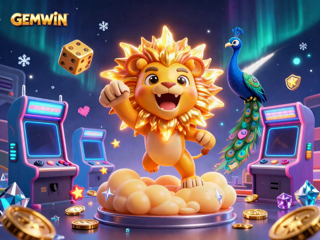 GEMWIN showcases an exciting 3D casino scene with vibrant characters and dynamic game elements.