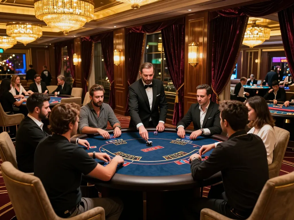 Players engaging in high-stakes poker at an upscale sunwingo casino, highlighting strategic moments.