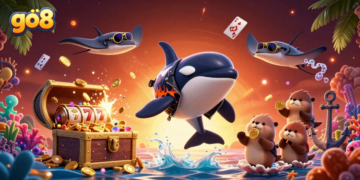 Win big at go8 with a dynamic casino scene featuring exciting characters and game elements.